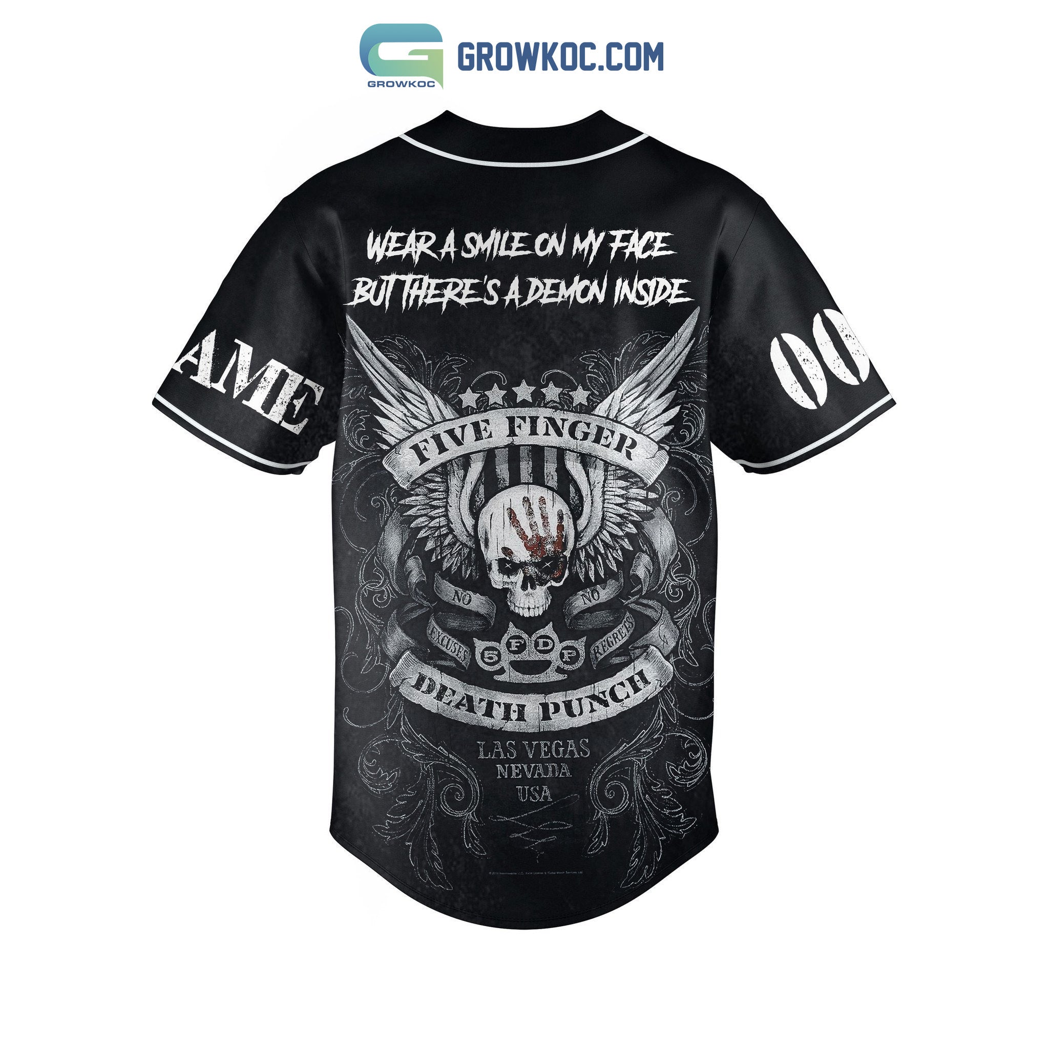 Five Finger Death Punch Wear A Smile On My Face But There’s A Demon Inside Personalized Baseball Jersey