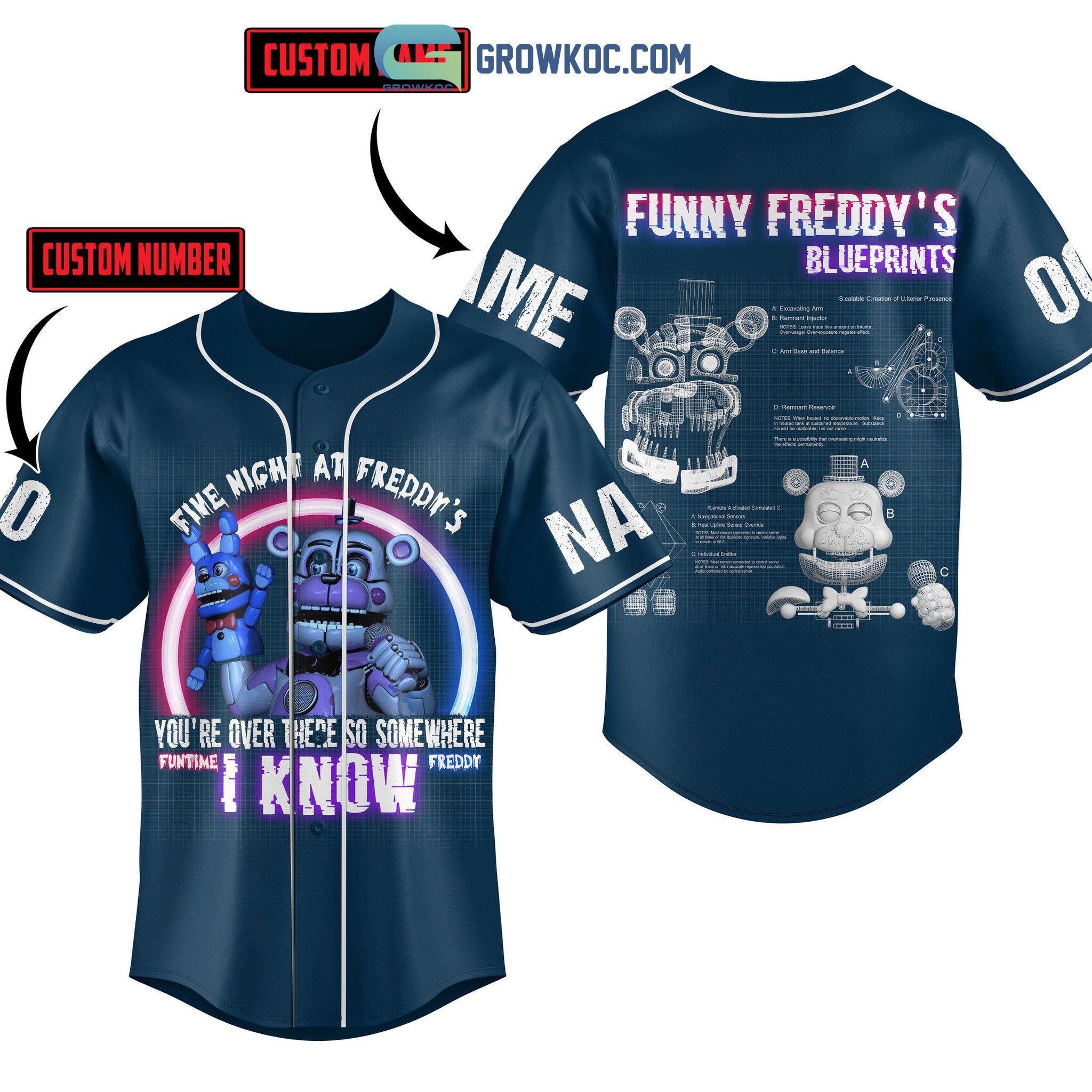 Five Night At Freddy’s You’re Over There So Somewhere Funtime I Know Personalized Baseball Jersey