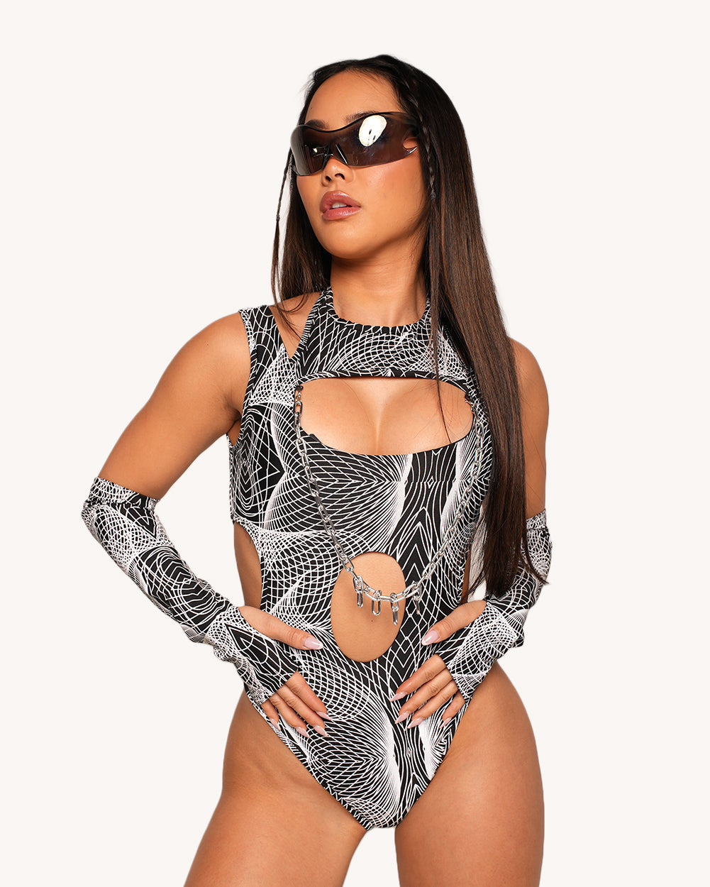 Flashbang Silver Reflective Bodysuit with Sleeves