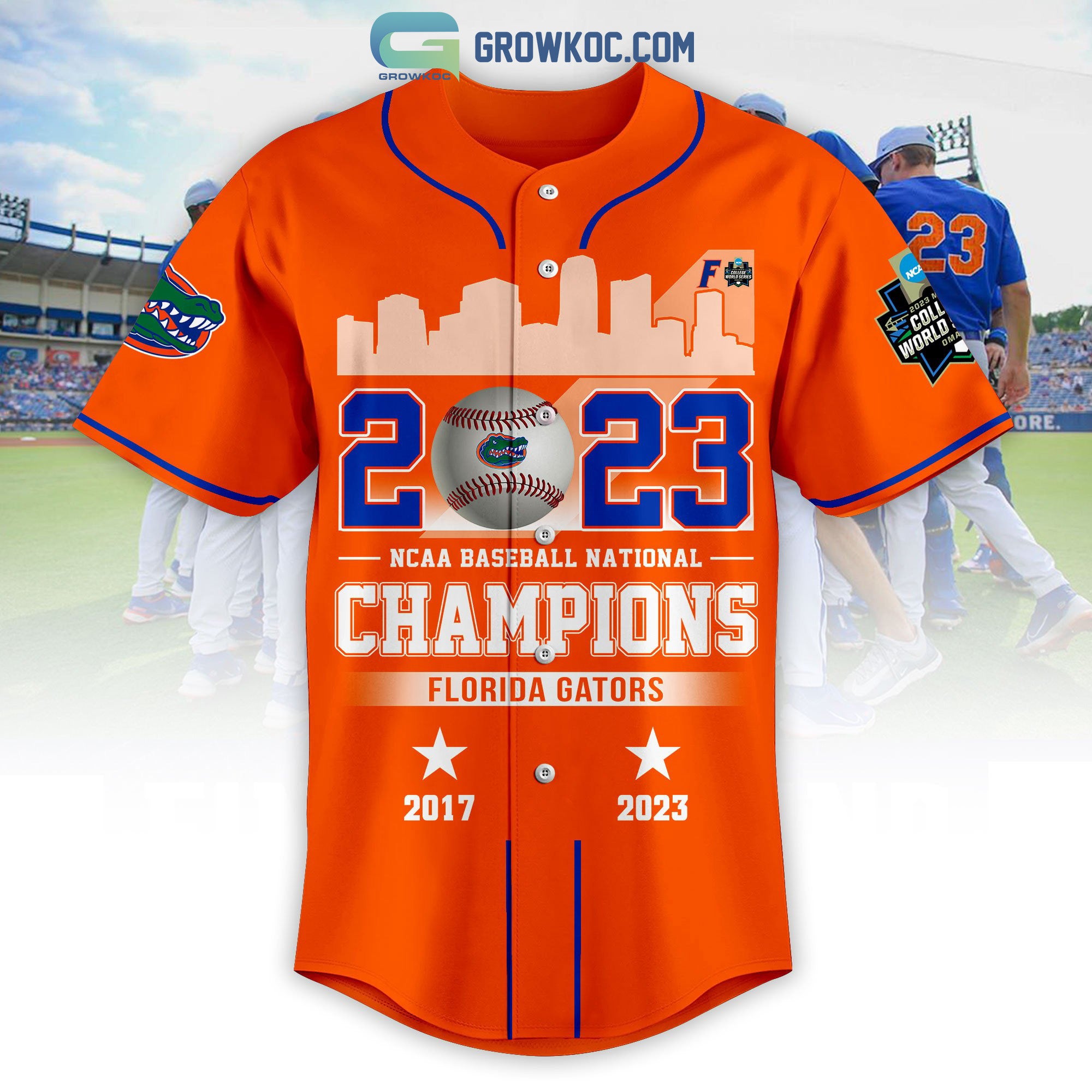 Florida Gators 2023 NCAA Baseball Nationbal Champions Baseball Jersey