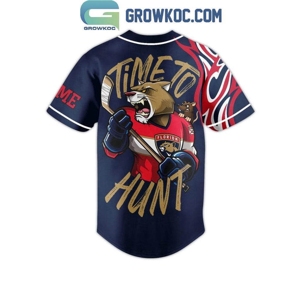 Florida Panthers Time To Hunt Flame Personalized Baseball Jersey