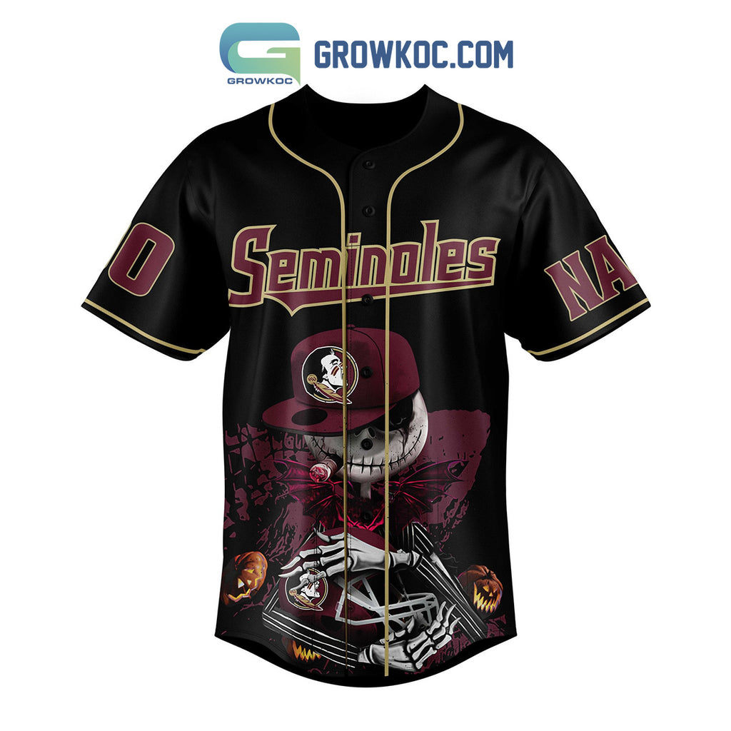 Florida State Seminoles Fear The Spear Jack Skellington Halloween Personalized Baseball Jersey