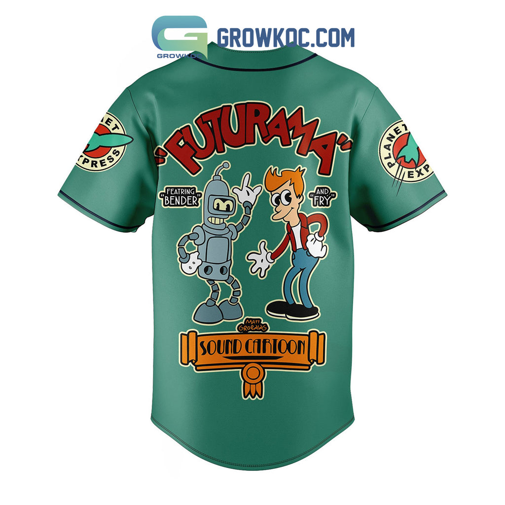 Futurama Bender And Fry Personalized Baseball Jersey Green