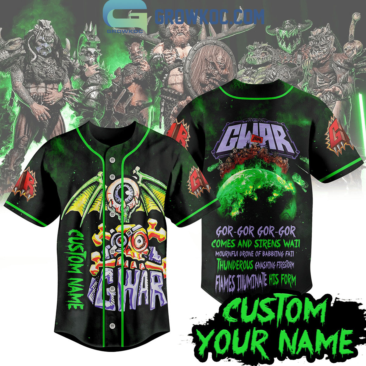 GWAR Gor-Gor-Gor-Gor Comes And Sirens Wail Personalized Baseball Jersey
