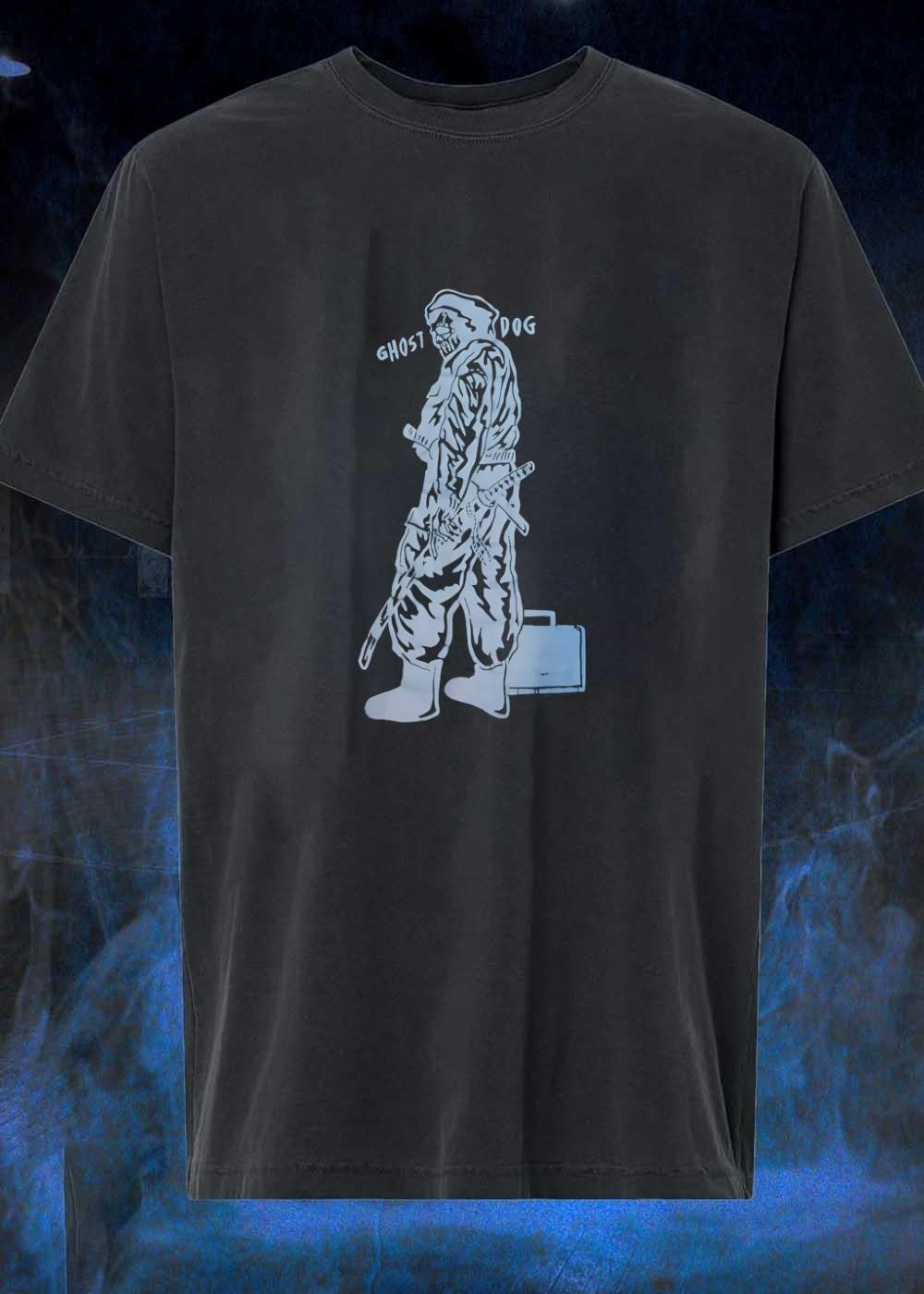 Ghost Dog Samurai Warrior with Sword and Briefcase Graphic T-Shirt
