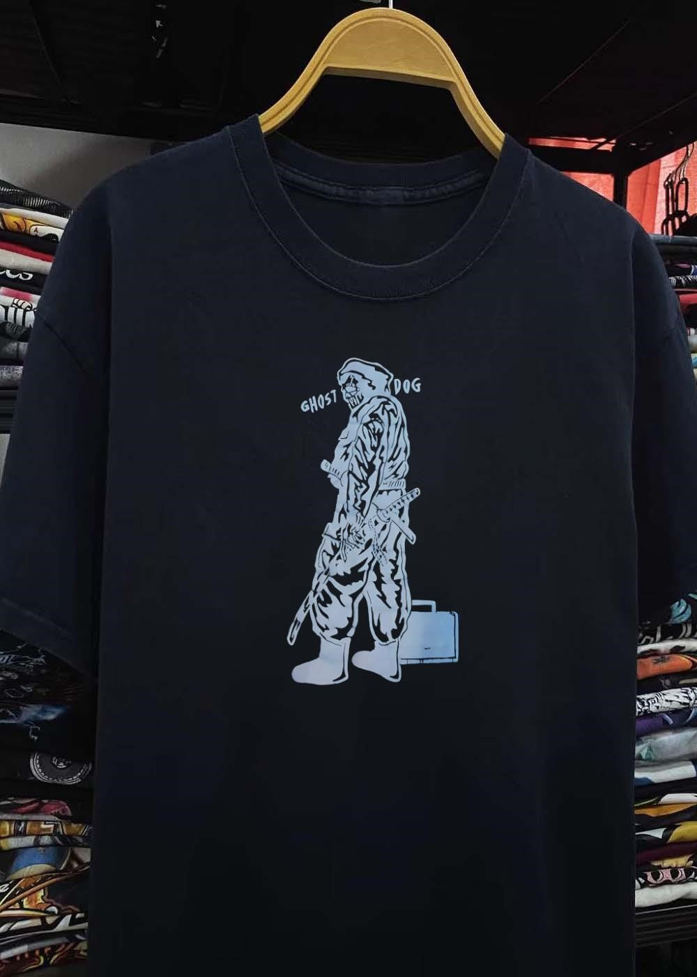 Ghost Dog Samurai Warrior with Sword and Briefcase Graphic T-Shirt