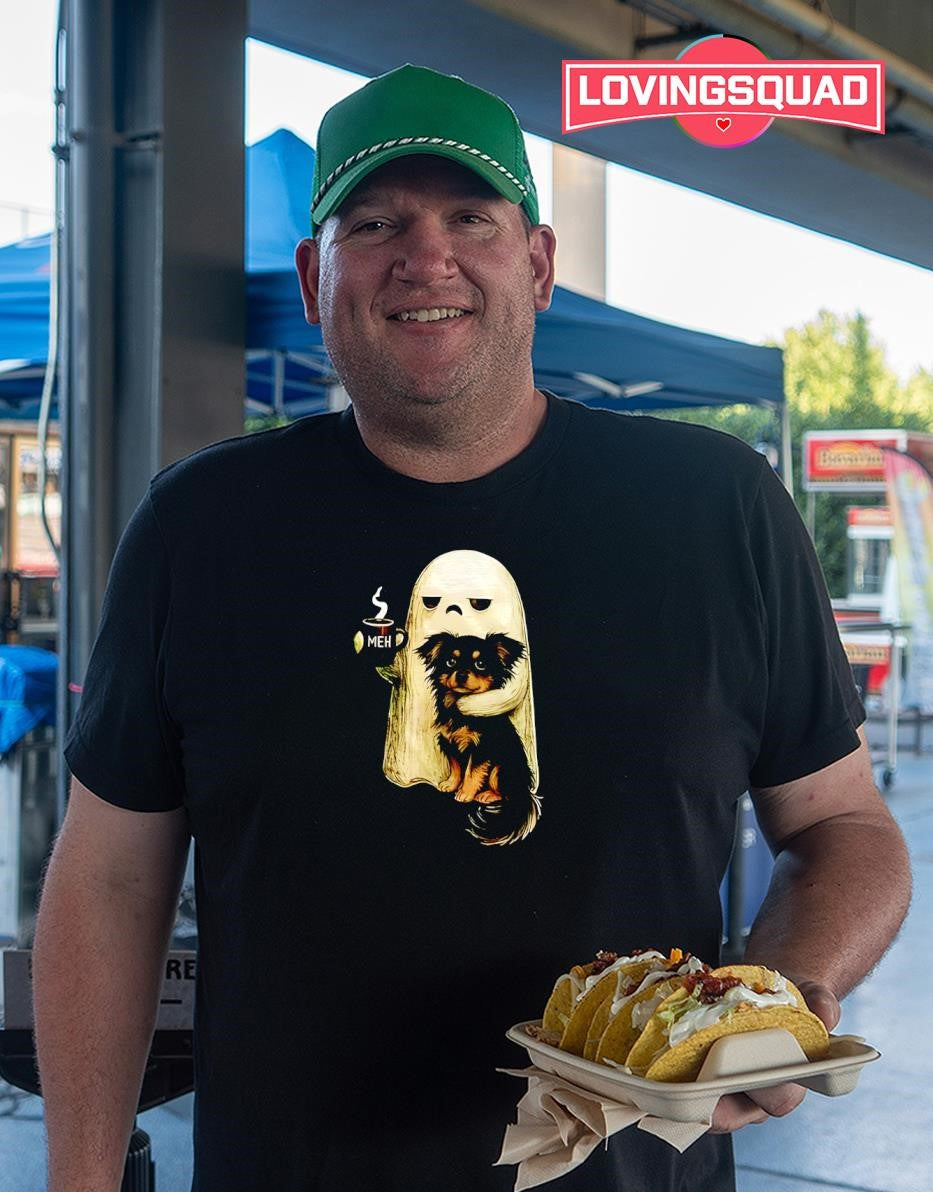 Ghost Holding a Dog with a Meh Coffee Mug T-shirt