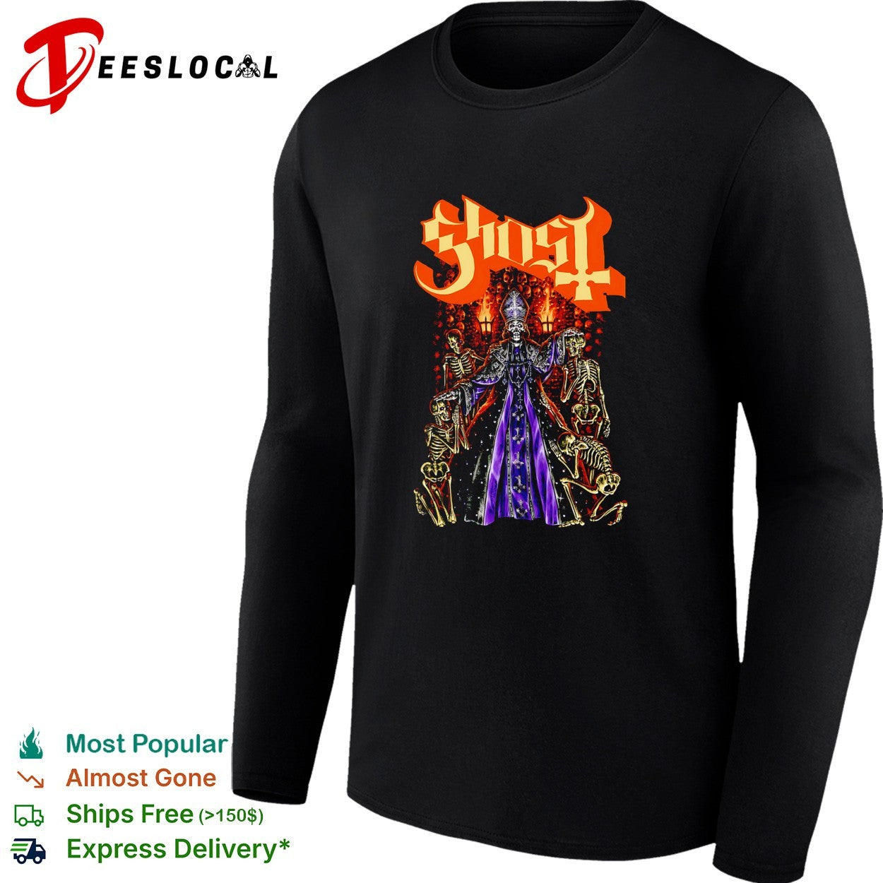 Ghost band skeleton nuns candlelight shirt