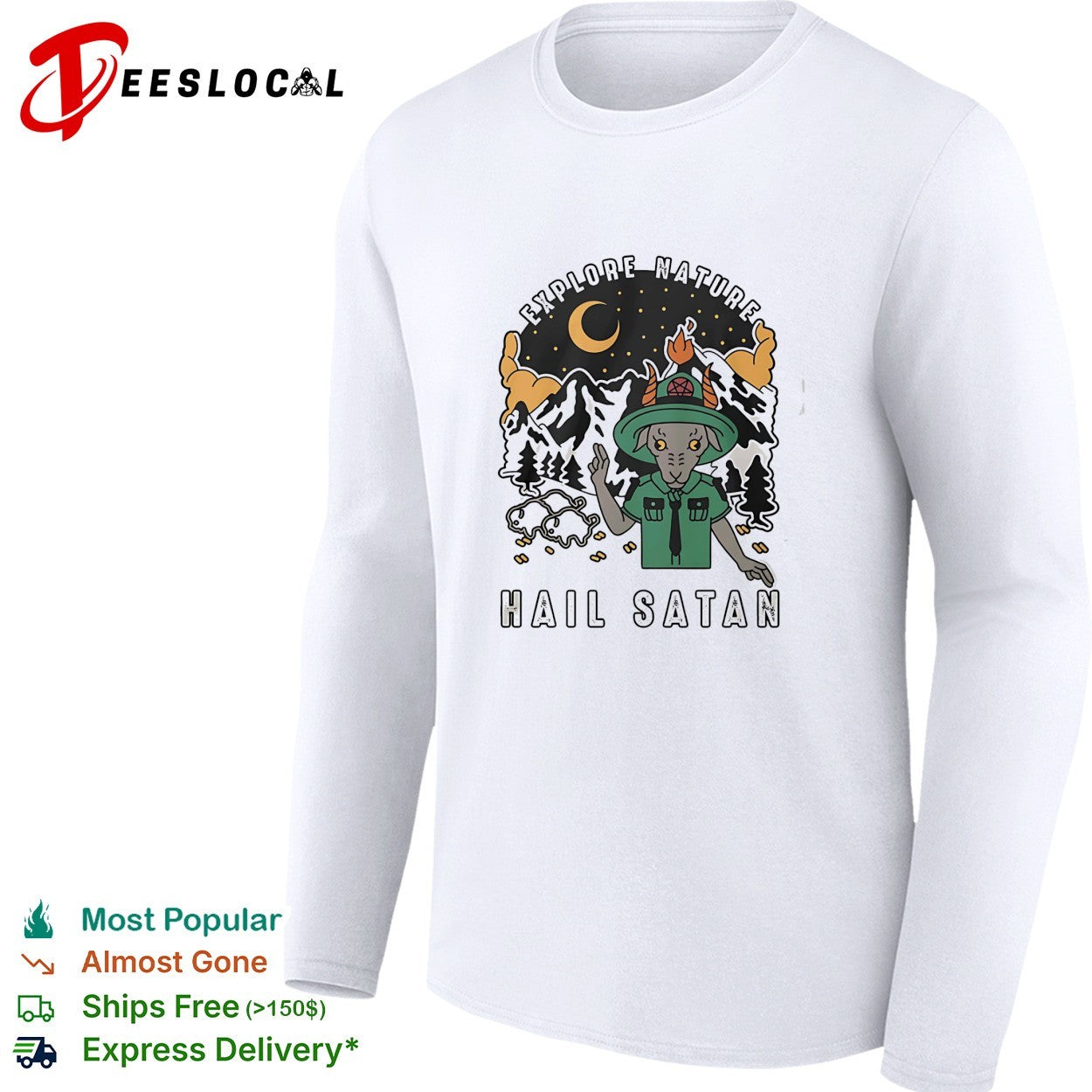 Goat scout pointing explore nature hail satan shirt