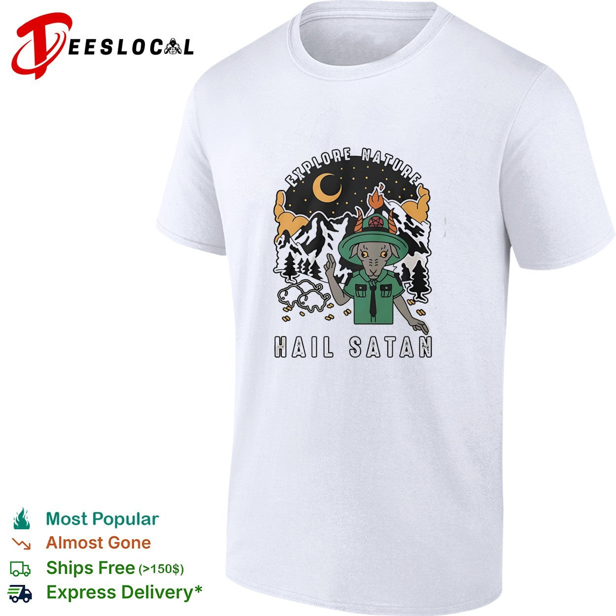Goat scout pointing explore nature hail satan shirt