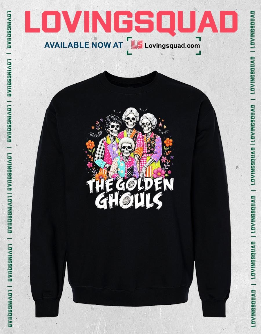 Golden Ghouls Skeleton Spooky Halloween Friends T-shirt