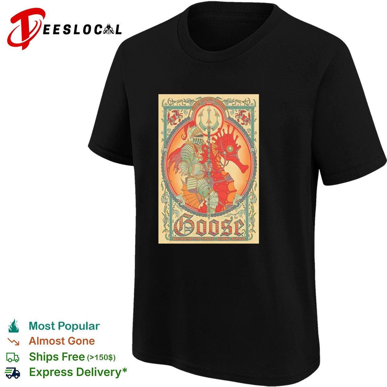 Goose band knight on seahorse poster shirt