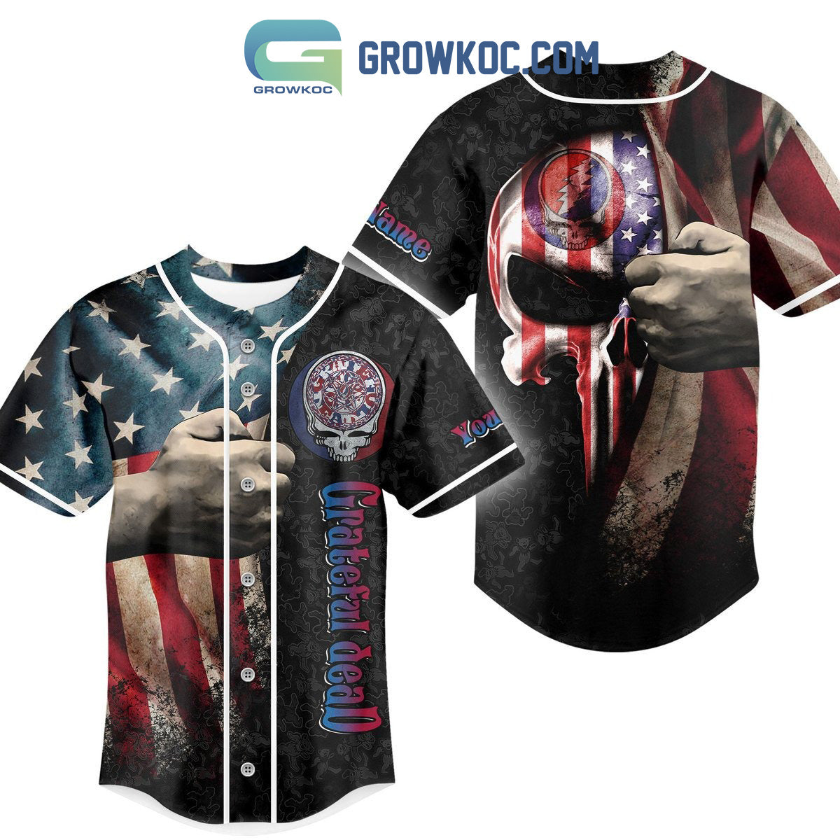 Grateful Dead American Flag Personalized Baseball Jersey