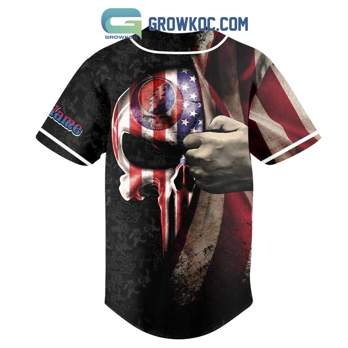 Grateful Dead American Flag Personalized Baseball Jersey