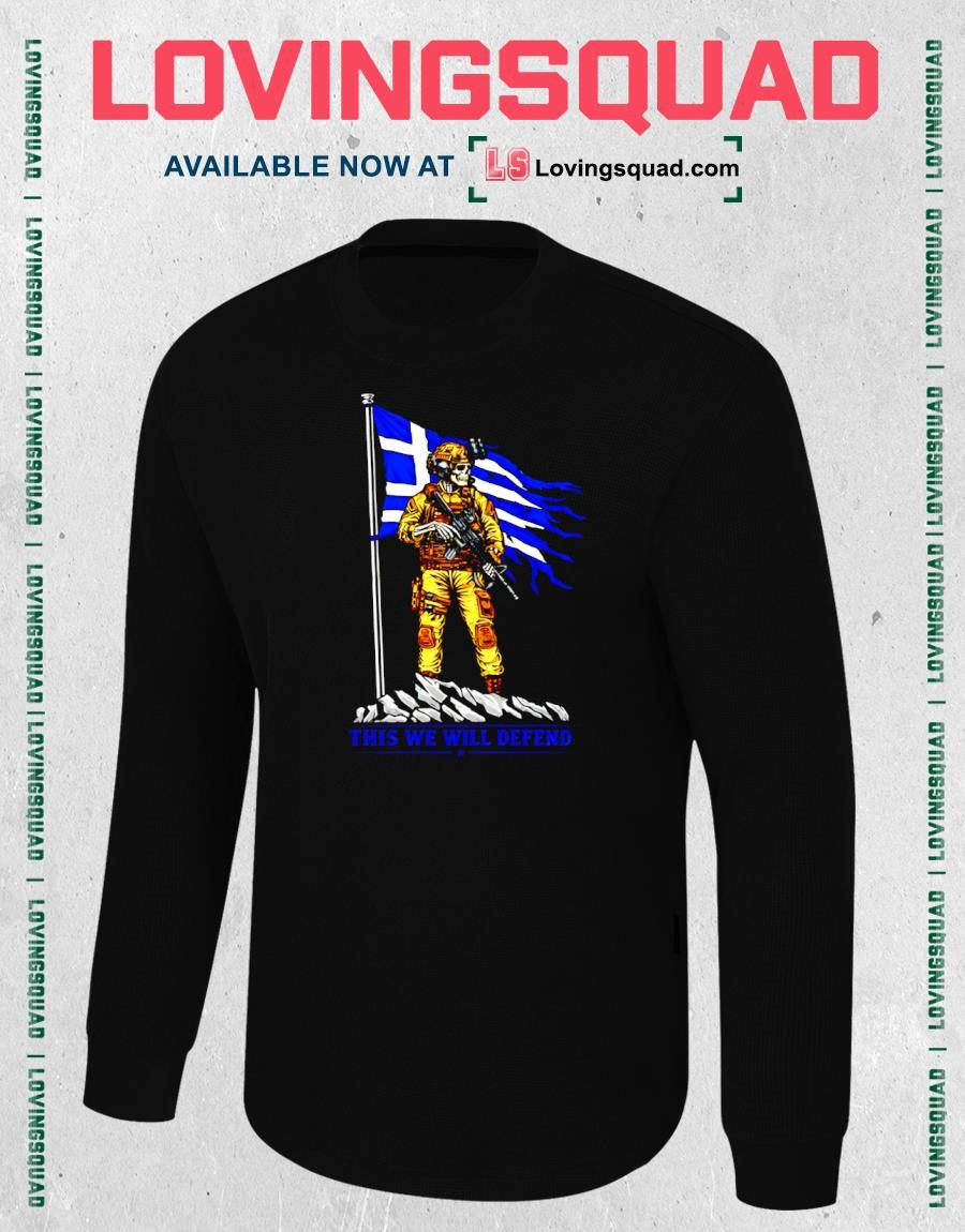 Greek Soldier Skeleton Flag This We Will Defend T-Shirt