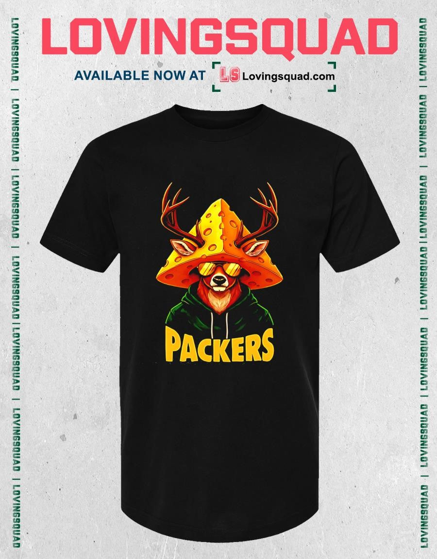 Green Bay Packers Deer Wearing Cheese Hat T-shirt