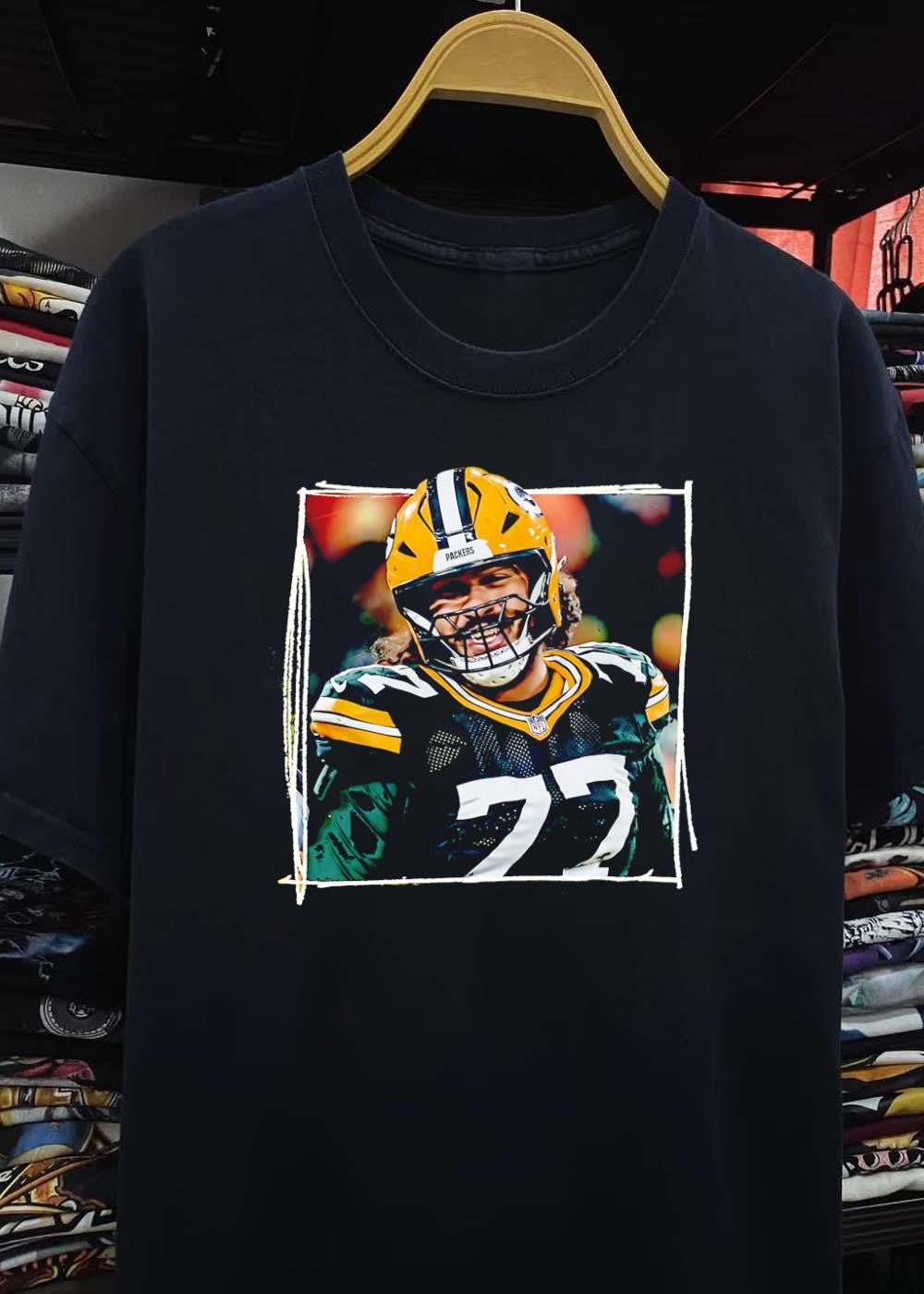 Green Bay Packers Fan Art Football Player Laughing PACKERS 77 Shirt