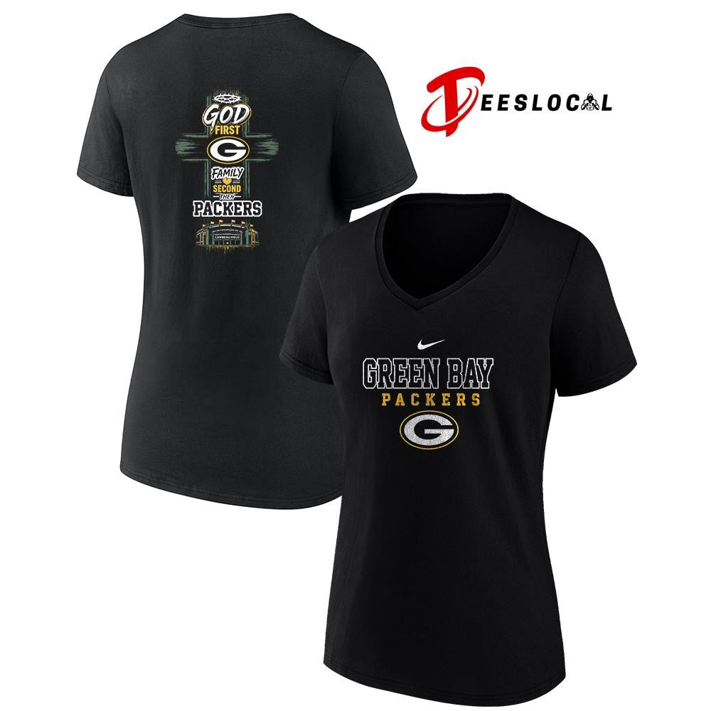 Green Bay Packers God first family second cross shirt