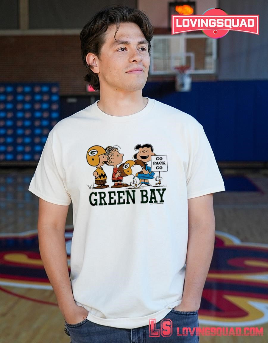 Green Bay Packers Peanuts Go Pack Go Crew T-Shirt