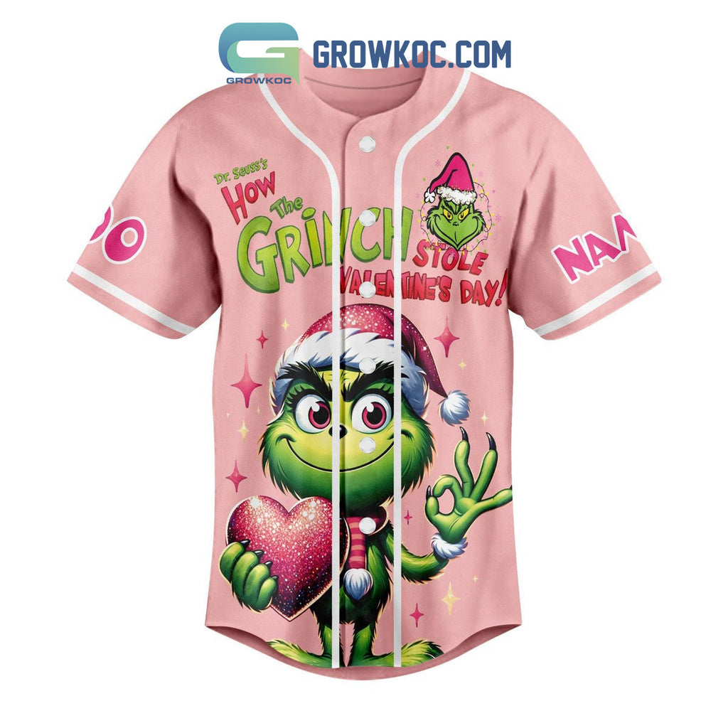 Grinch Steals Valentine’s Day Personalized Baseball Jersey