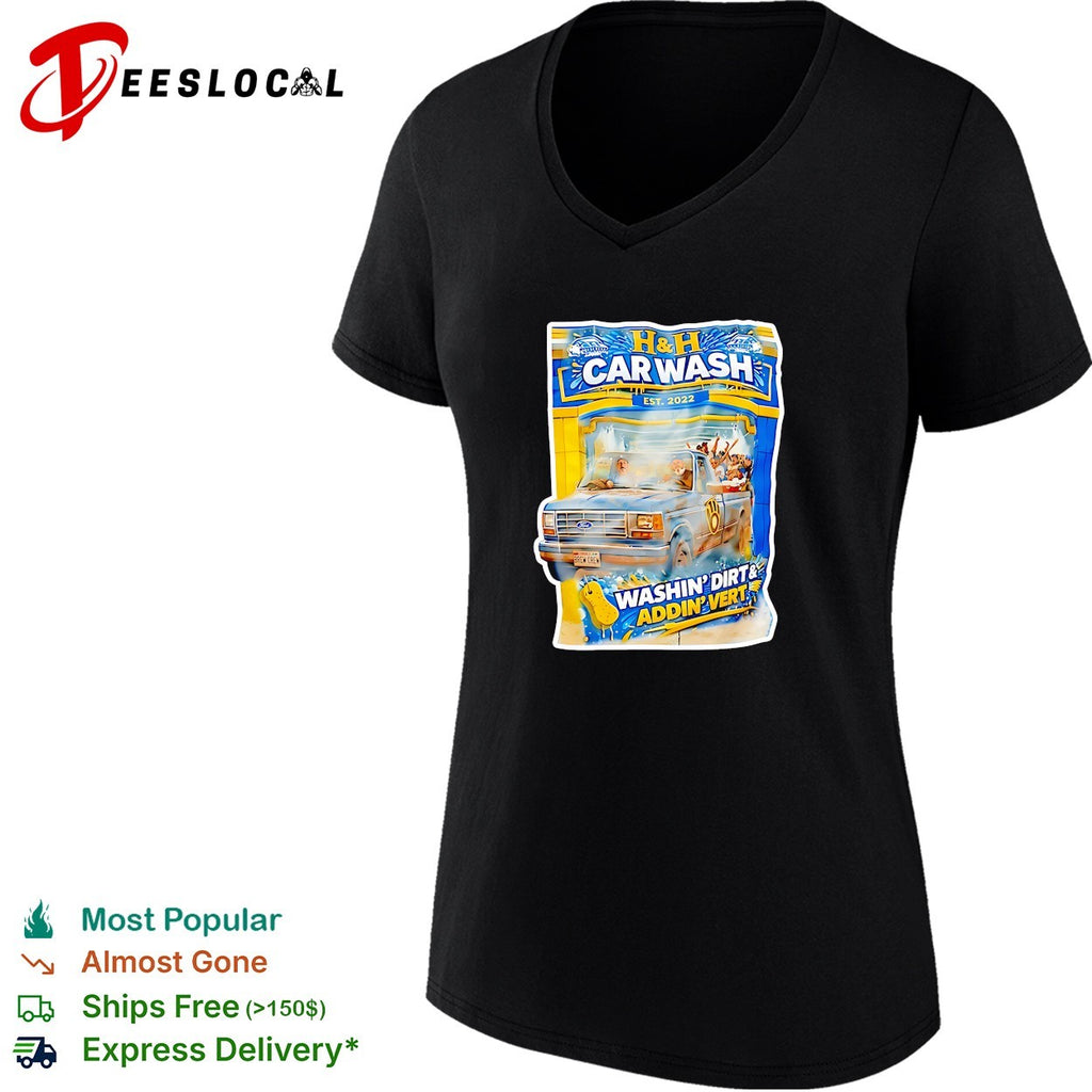 H and H car wash washing dirty adding vert pickup truck shirt