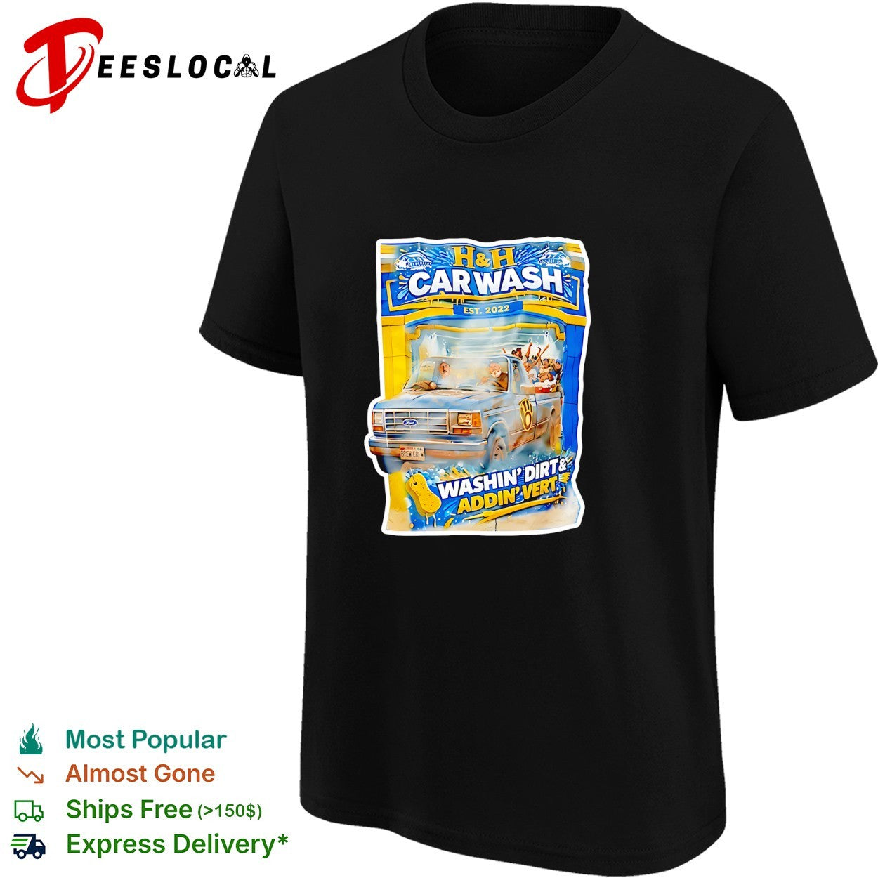 H and H car wash washing dirty adding vert pickup truck shirt