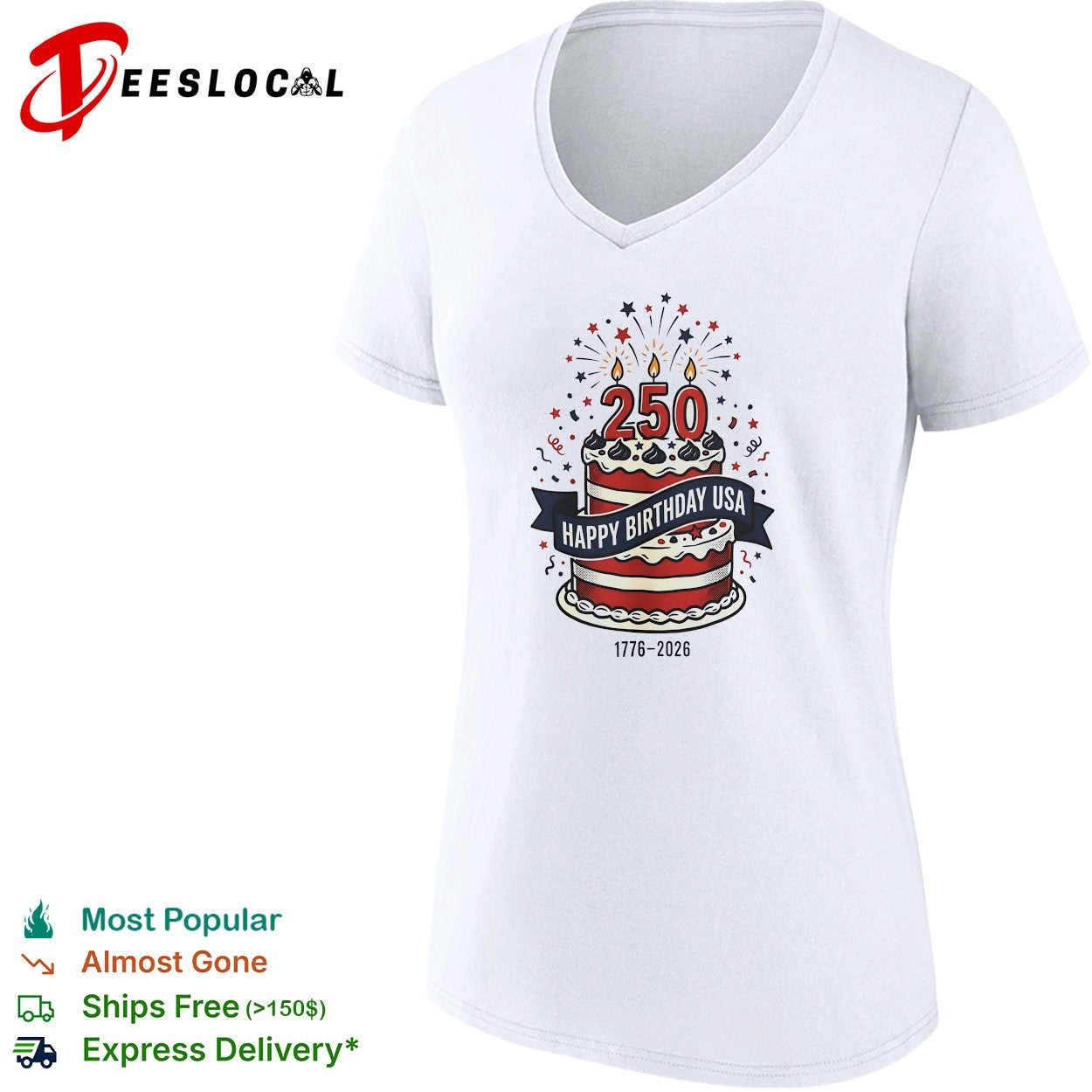 Happy birthday USA 250 years 1776 2026 shirt