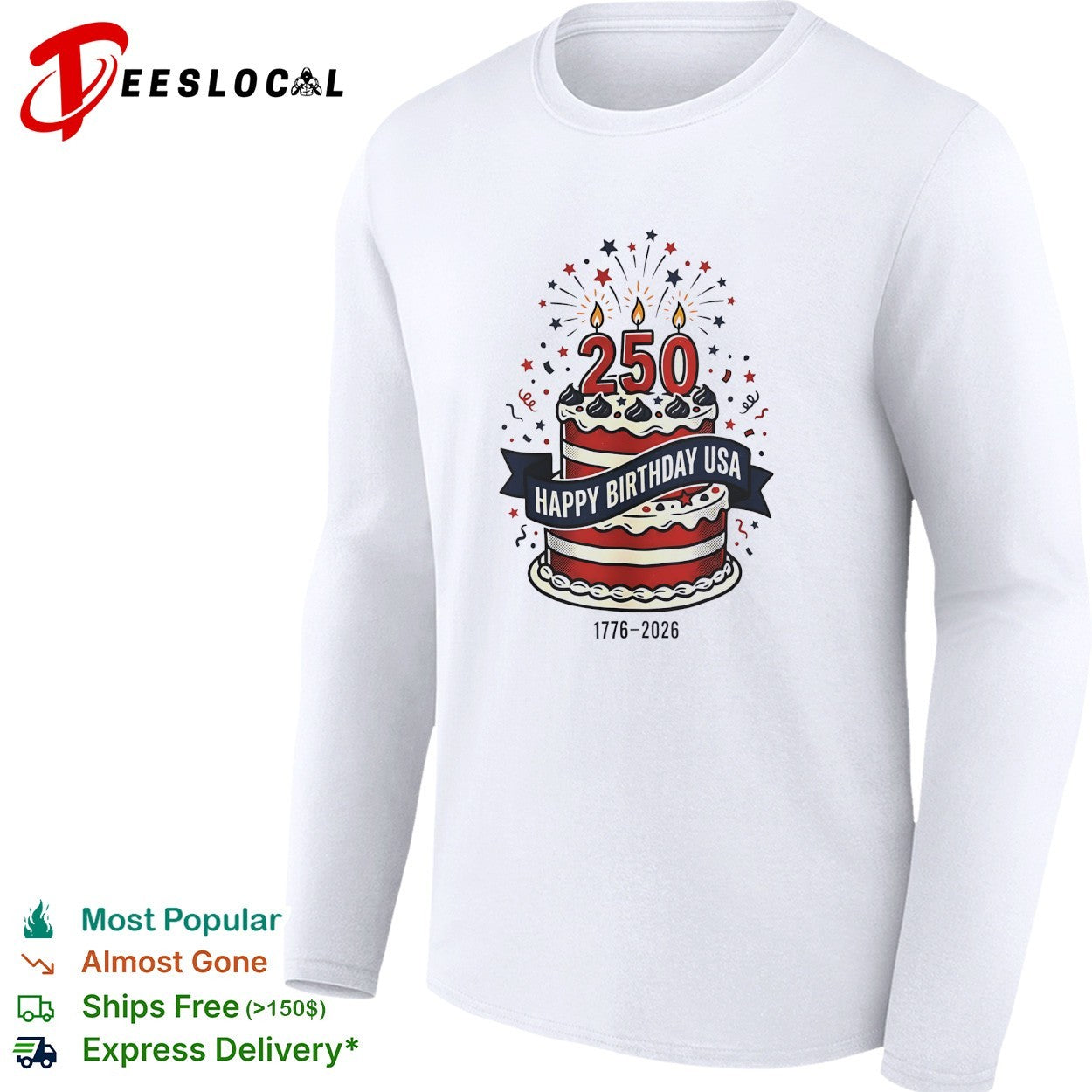Happy birthday USA 250 years 1776 2026 shirt