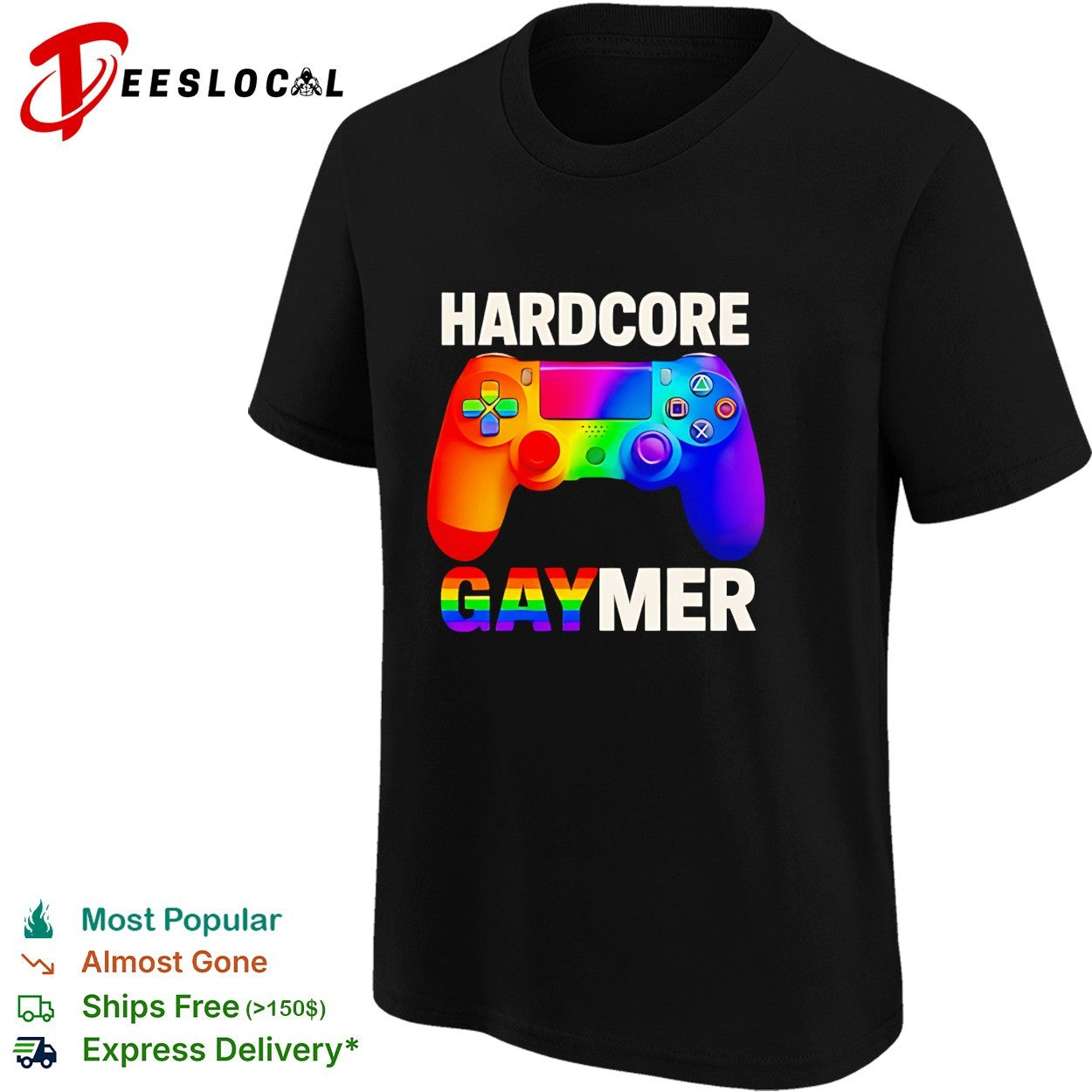 Hardcore Gaymer Rainbow LGBTQ Gamepad funny shirt