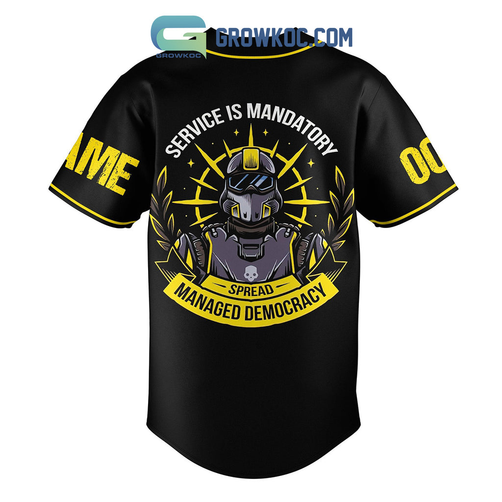 Helldivers Service Is Mandatory Spread Managed Democracy Personalized Baseball Jersey
