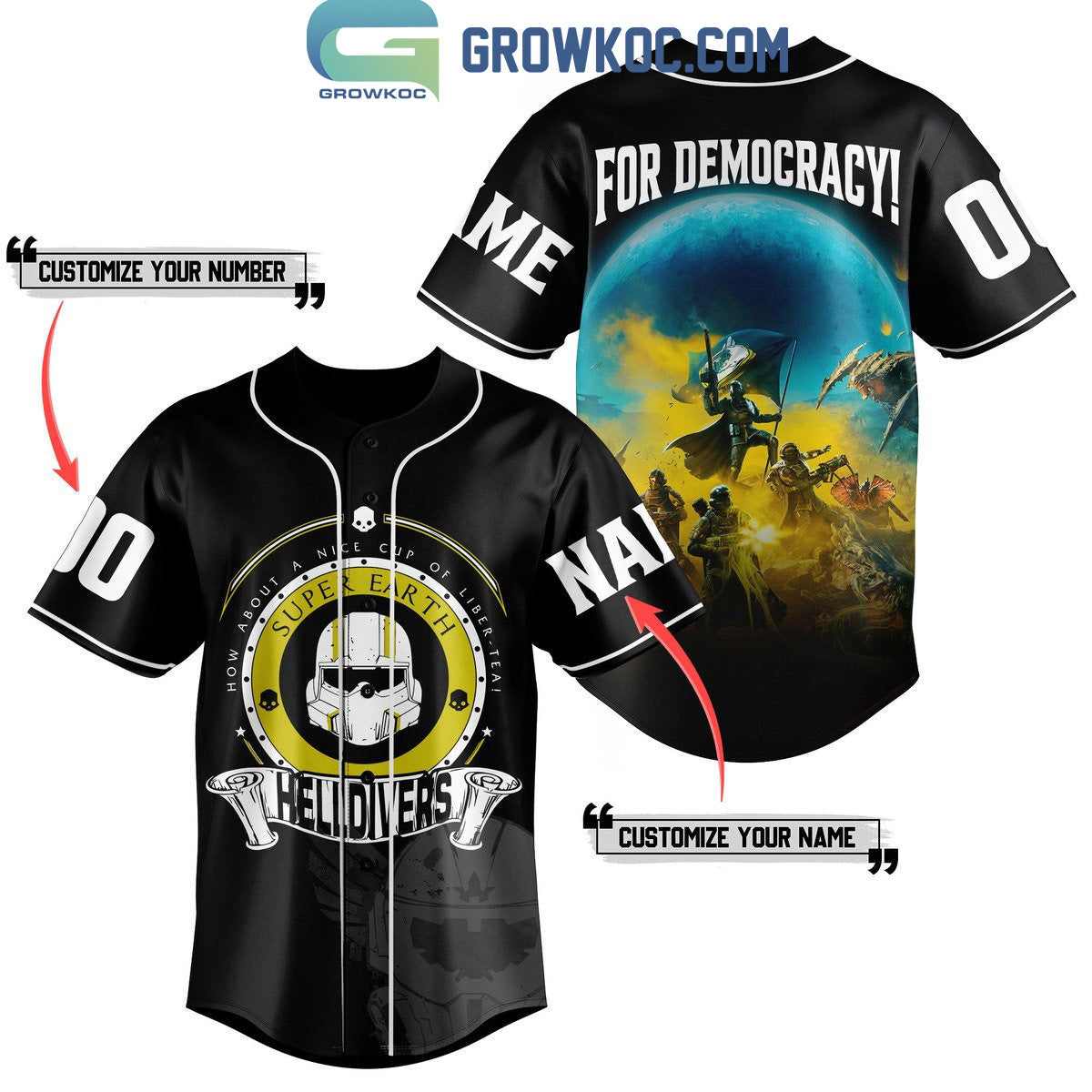 Helldivers Super Earth For Democracy Personalized Baseball Jersey