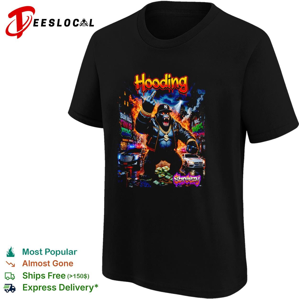 Hooding gorilla middle finger shirt