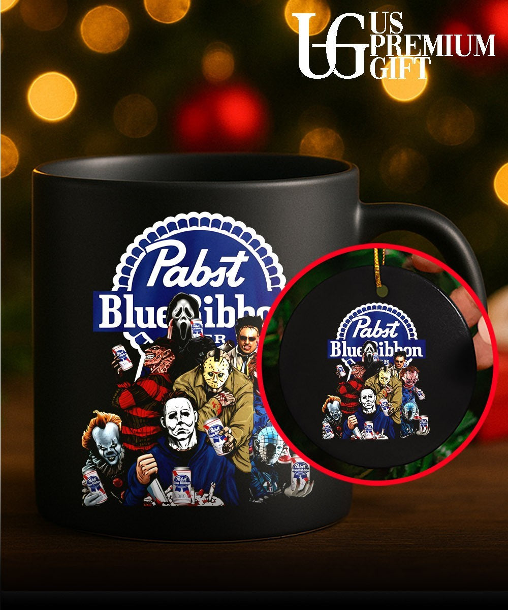 Horror characters Pabst Blue Ribbon Halloween shirt