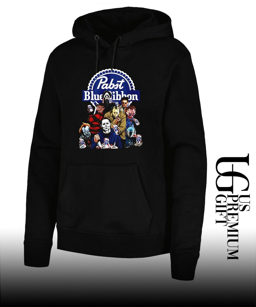 Horror characters Pabst Blue Ribbon Halloween shirt