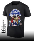Horror characters Pabst Blue Ribbon Halloween shirt
