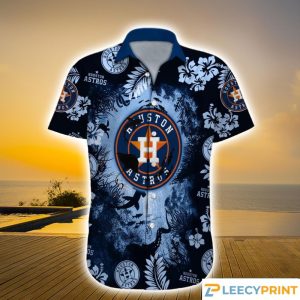 Houston Astros MLB Custom Name Hammerhead Shark And Tropical Hawaiian Shirt, Houston Astros Beach Hawaiian Shirt