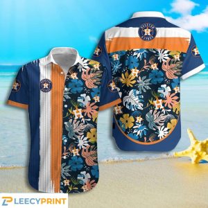 Houston Astros Tropical Leaves Short Sleeves Hawaiian Shirt, Houston Astros Hawaiian Shirt