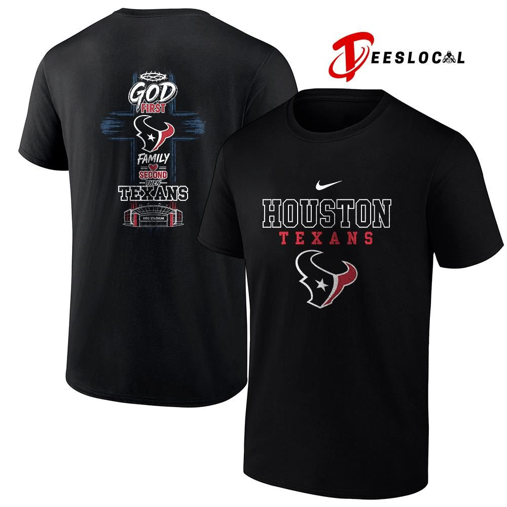 Houston Texans God first family second cross shirt