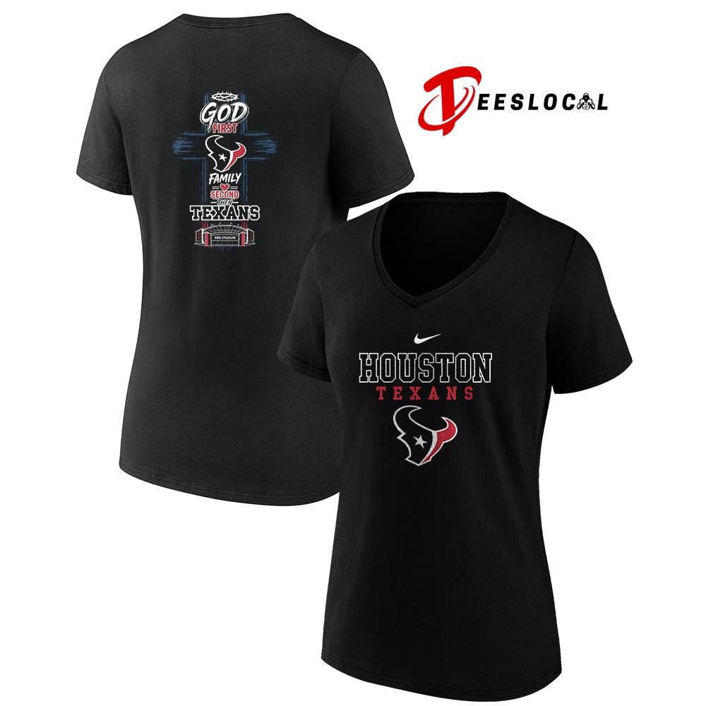Houston Texans God first family second cross shirt