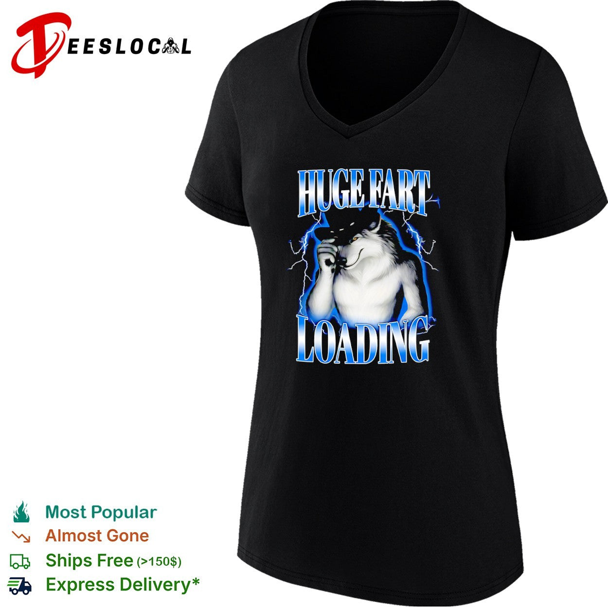 Huge Fart Loading Wolf Cowboy lightning shirt