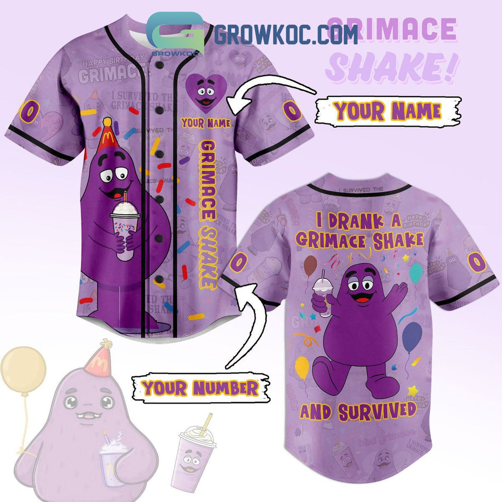 I Drank A Grimace Shake And Survived Personalized Baseball Jersey