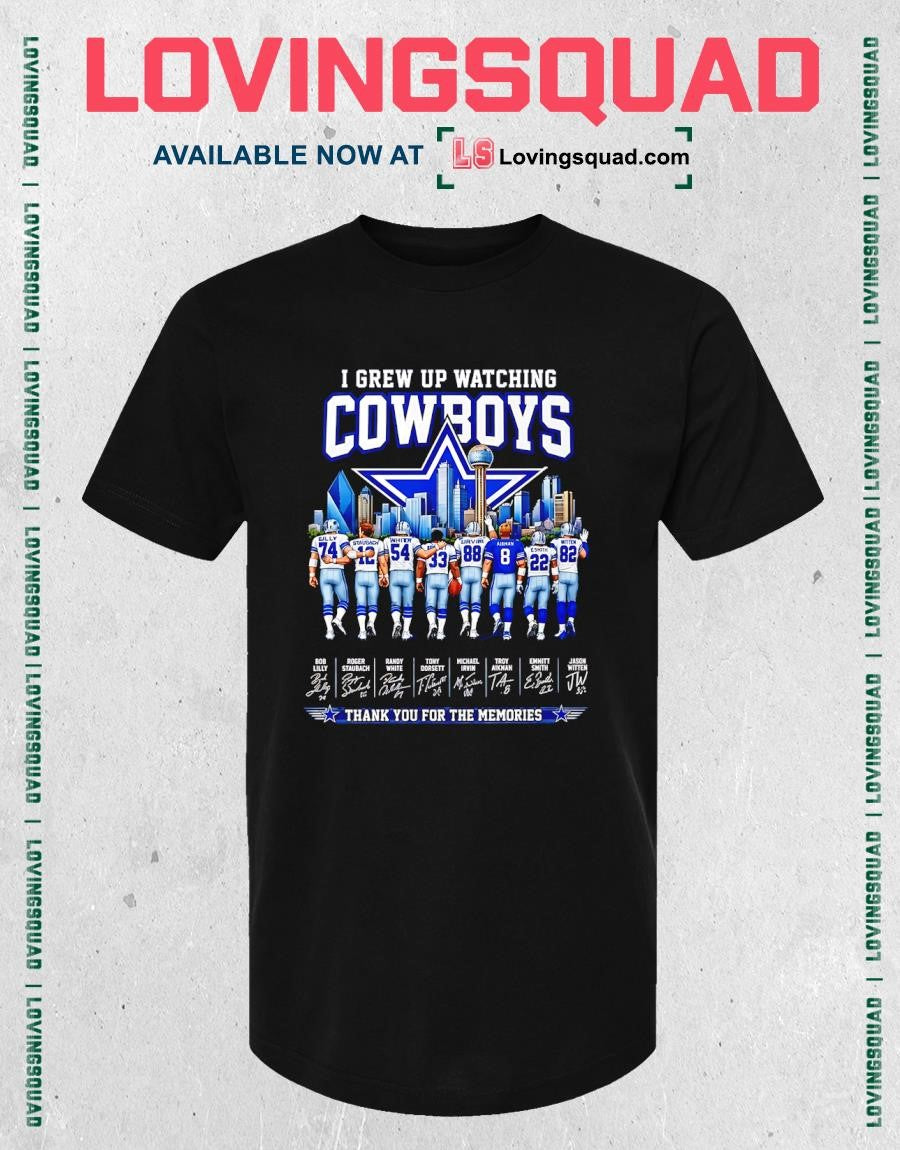 I Grew Up Watching Dallas Cowboys Legends Thank You For The Memories Signatures 2026 T-shirt