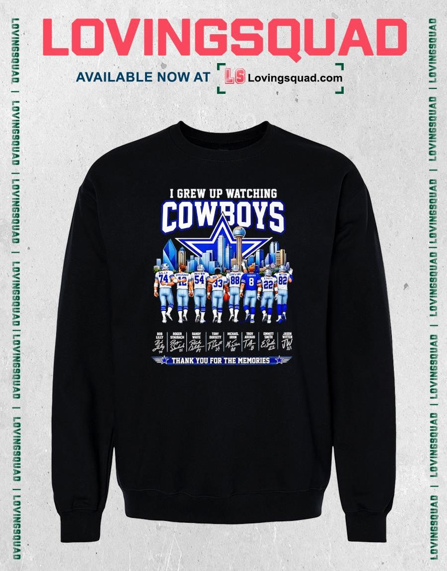 I Grew Up Watching Dallas Cowboys Legends Thank You For The Memories Signatures 2026 T-shirt