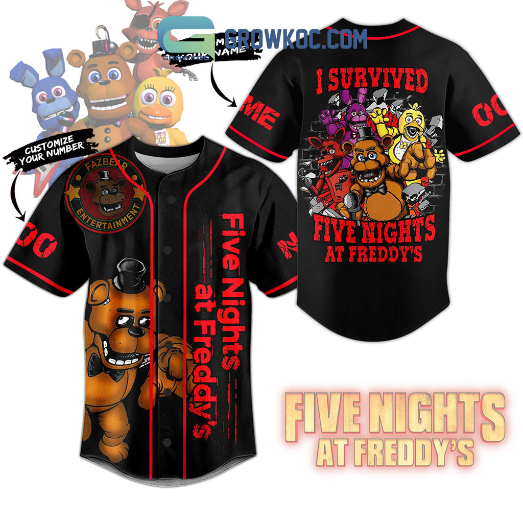 I Survived Five Nights At Freddy_s Horror Video Game Custom Name Baseball Jersey