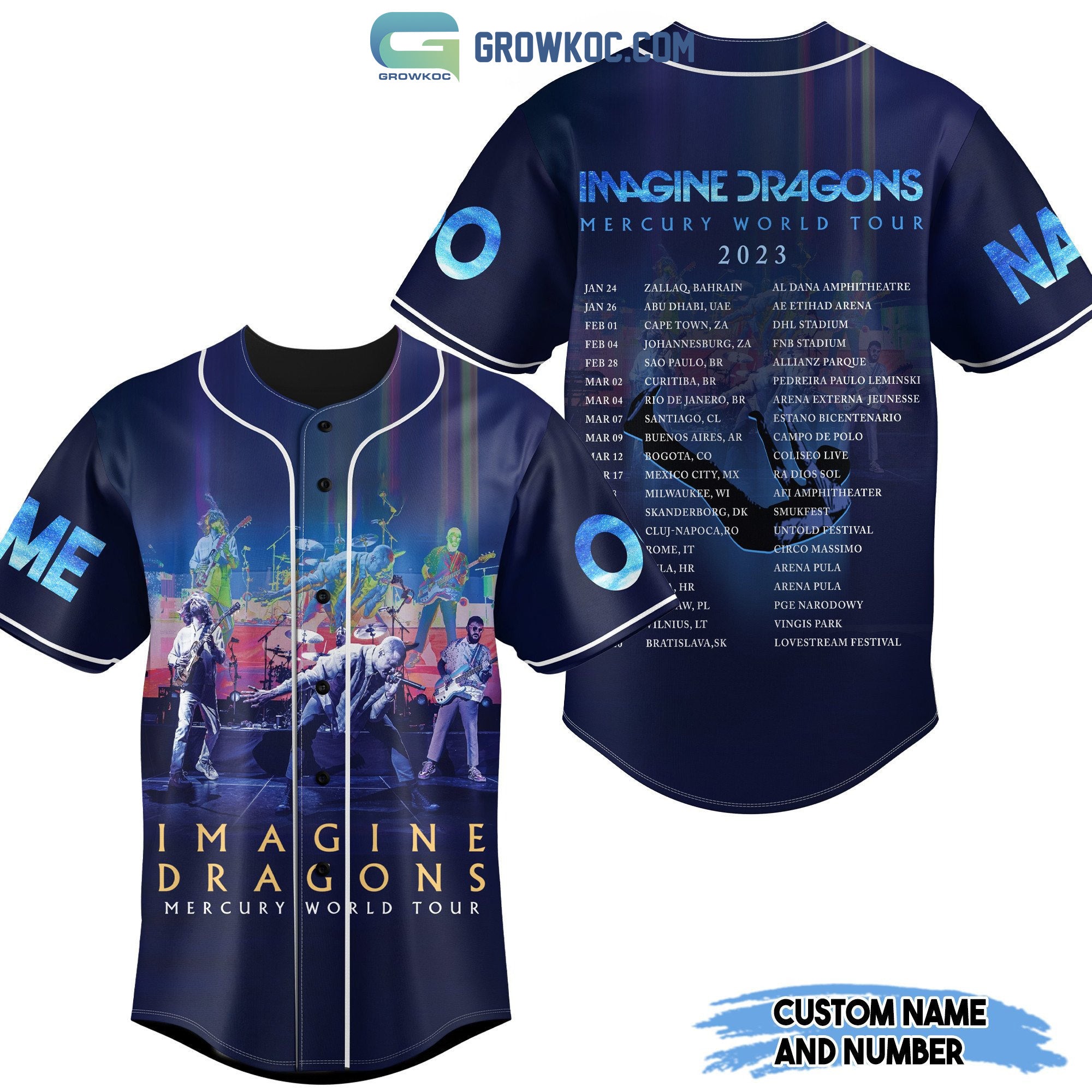Imagine Dragons Mercury World Tour 2023 Personalized Baseball Jersey