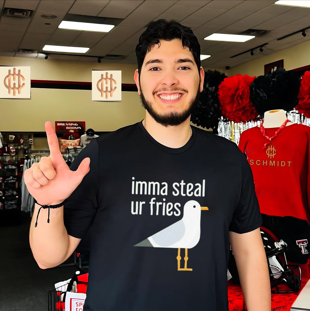 Imma Steal Ur Fries Seagull funny bird beach humor shirt