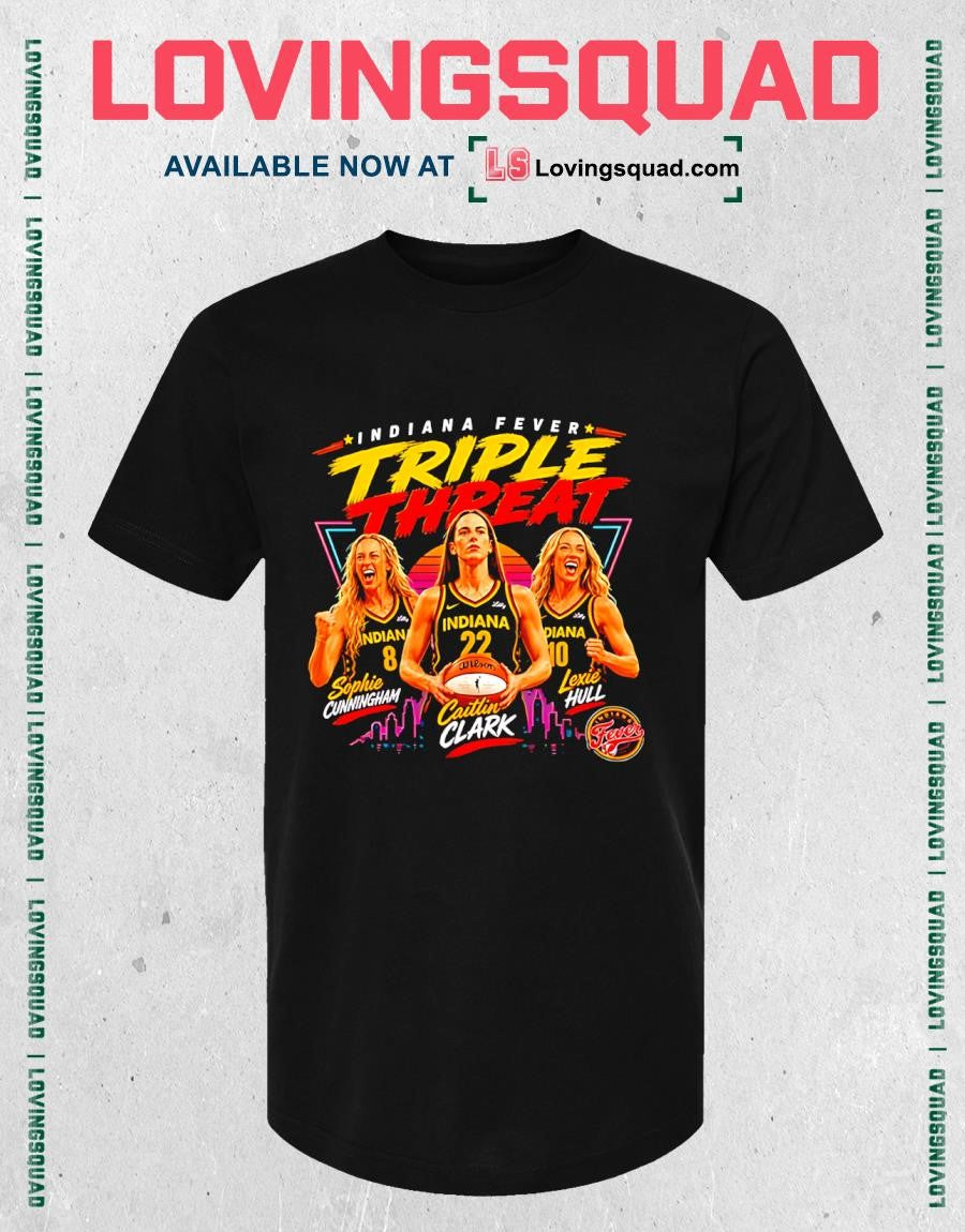 Indiana Fever Caitlin Clark Sophie Cunningham Triple Threat T-Shirt