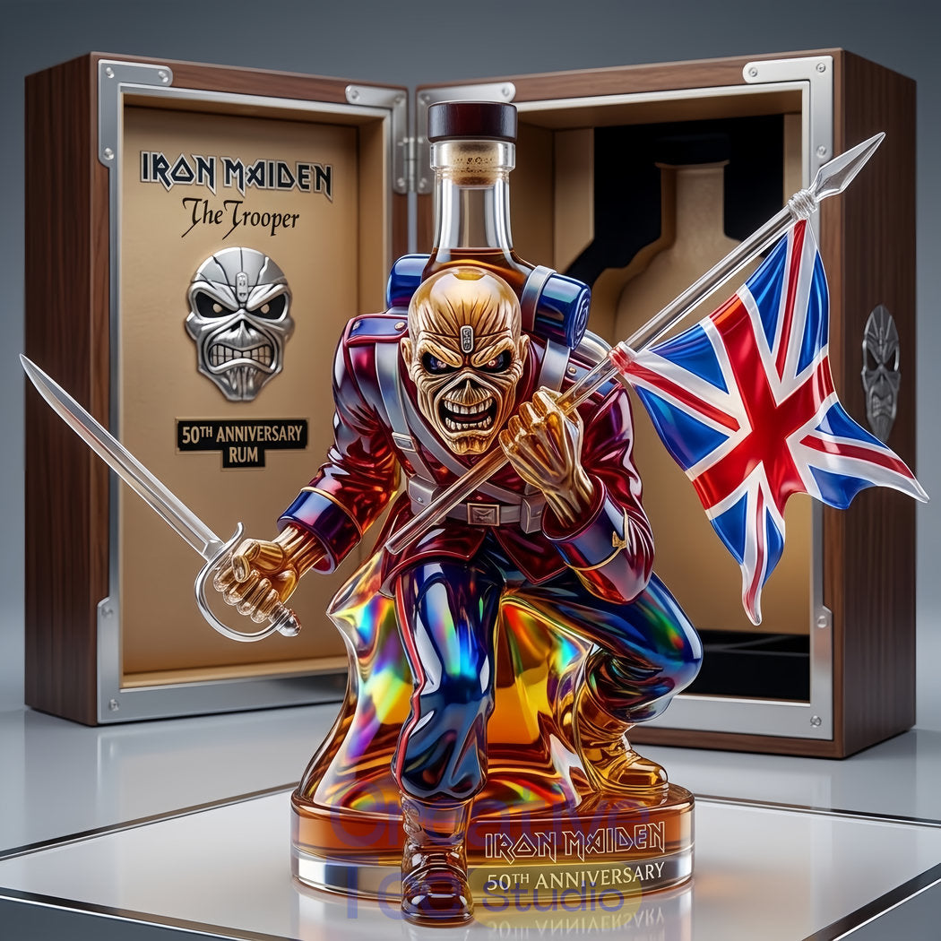 Iron Maiden 50th Anniversary Black Rum Collector’s Edition Whiskey Bottle