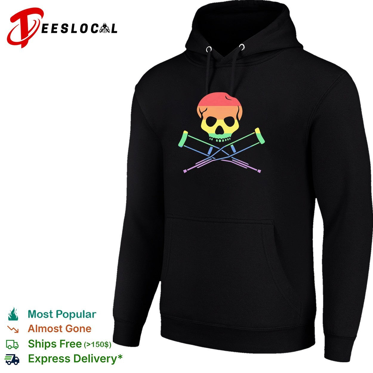 Jackass skull and crutches rainbow pride shirt