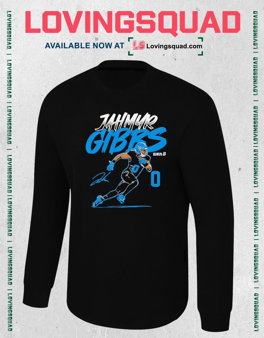 Jahmyr Gibbs Name & Number Pose Signature T-Shirt